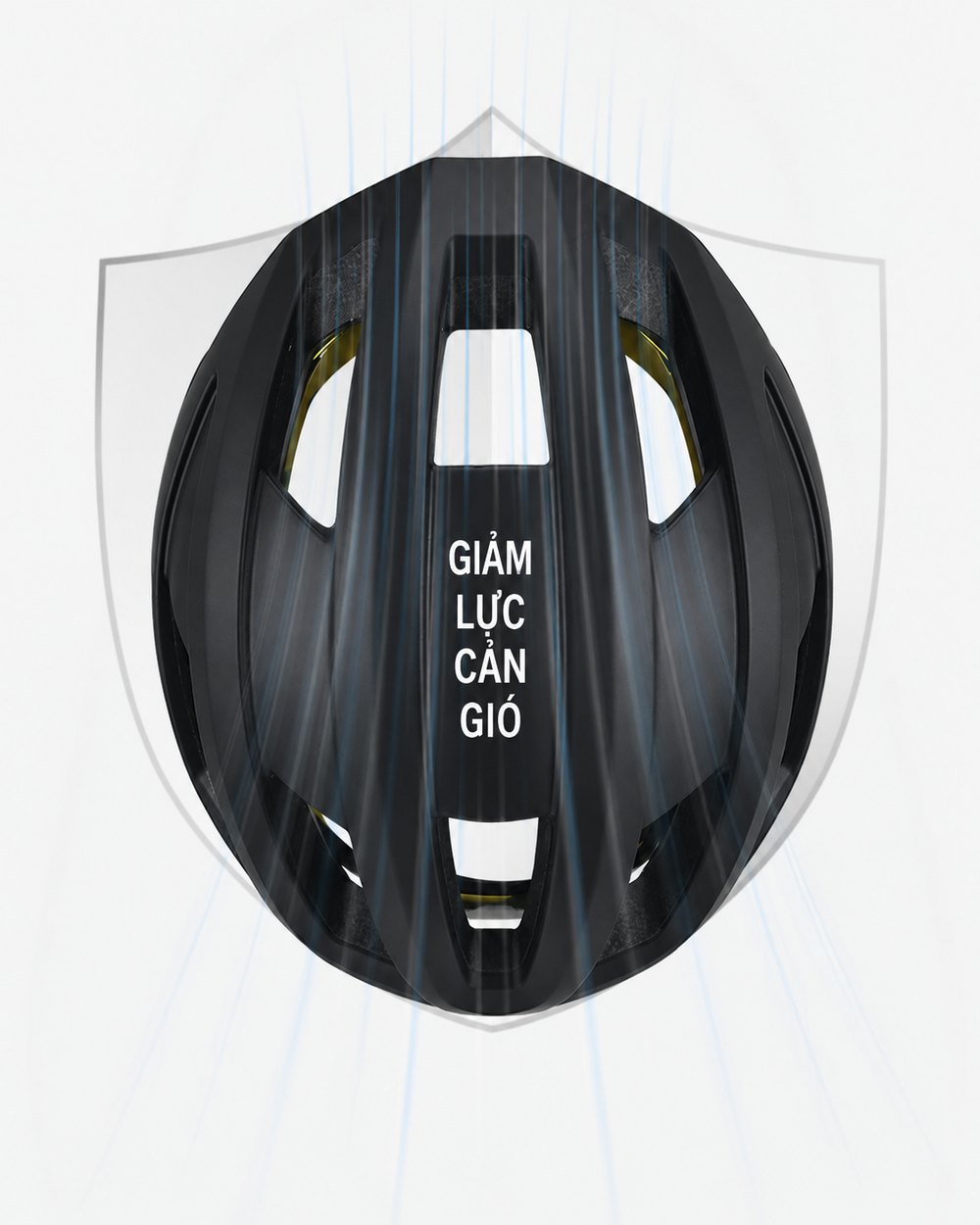 Giảm lực cản gió: luồng gió đi qua các khe thoáng trên đỉnh mũ